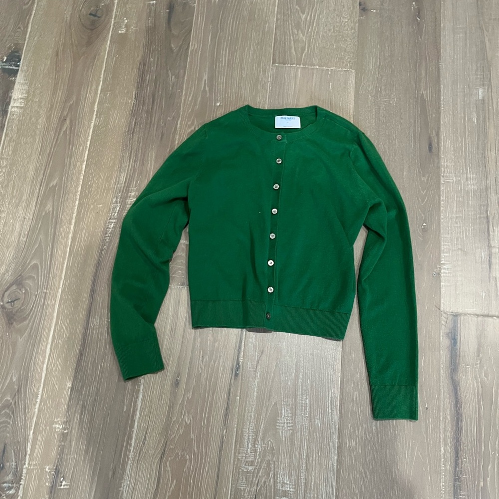 Old Navy Green Button-Up Cardigan SMALL
